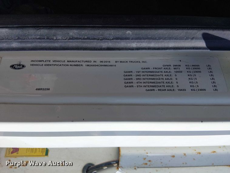 image for item DU3103 2017 Mack Granite GU713 dump truck