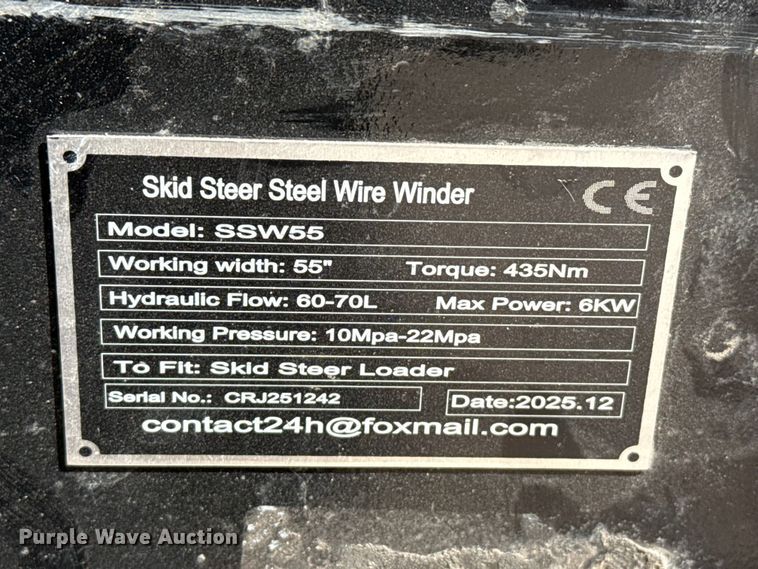 image for item DZ5282 2025 SSW55 skid steer wire winder