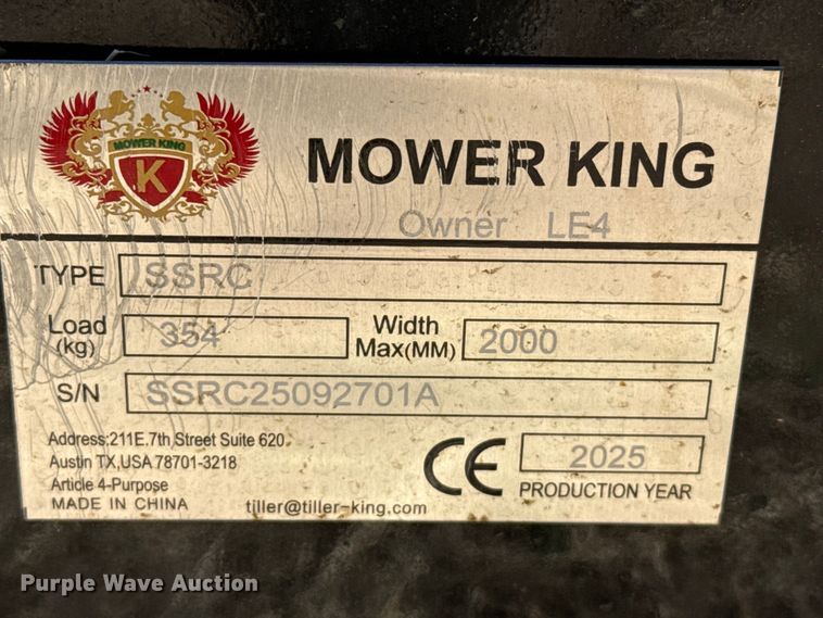 image for item DZ5285 2025 Mower King skid steer rotary mower
