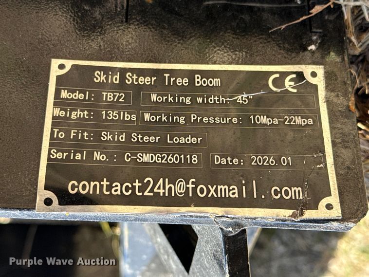 image for item DZ5290 2026 TB72 skid steer tree boom