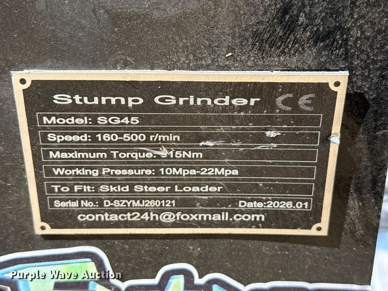 image for item DZ5291 2026 SG45 skid steer stump grinder