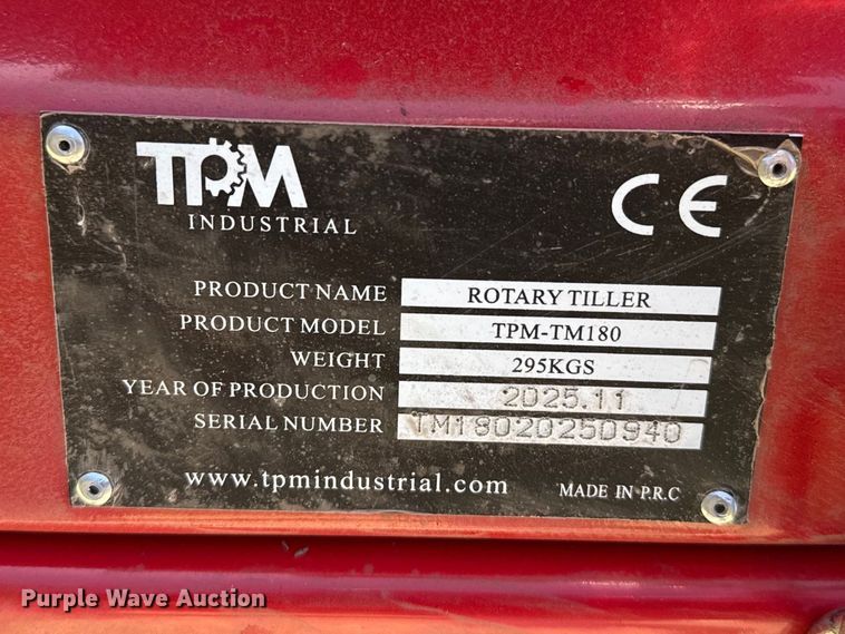 image for item DZ5292 2025 TPM Industrial TM180 rotary tiller