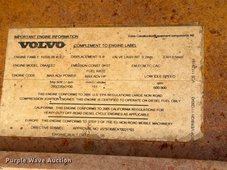 image for item DZ5313 2005 Volvo A25D articulated haul truck