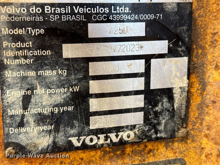 image for item DZ5313 2005 Volvo A25D articulated haul truck