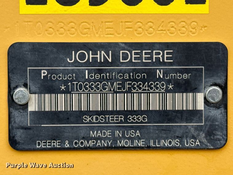 image for item DZ5314 2018 John Deere 333G tracked skid steer loader