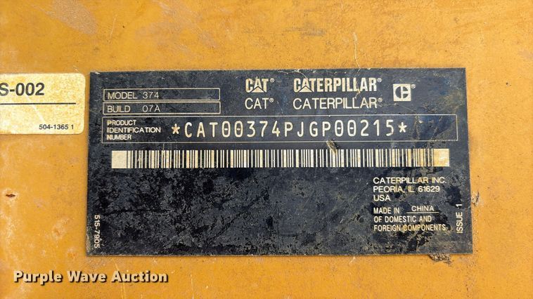 image for item EA7223 2021 Caterpillar 374 excavator