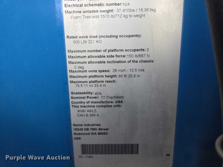image for item EB1367 2006 Genie S85 boom lift