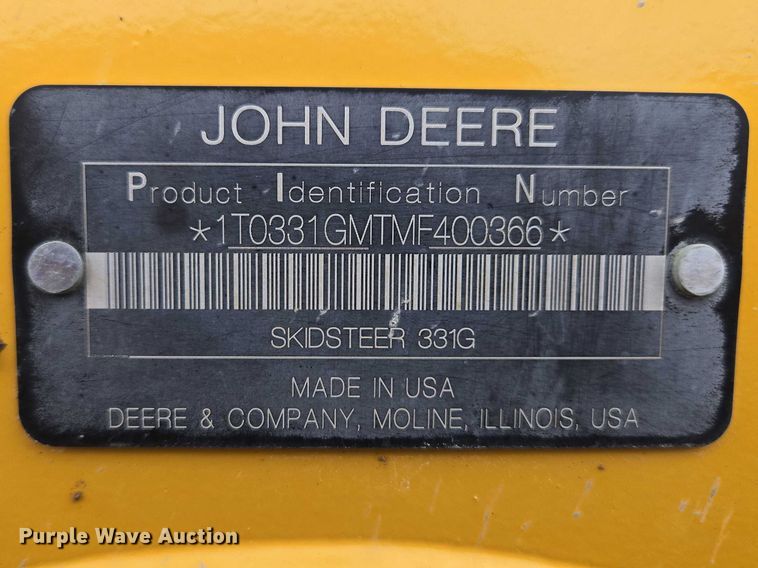 image for item EB1368 2021 John Deere 331G tracked skid steer loader