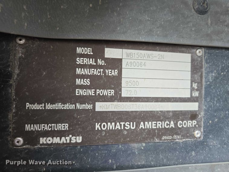 image for item EB1380 2006 Komatsu WB150 AWS backhoe