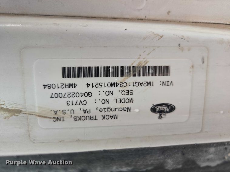 image for item EB1387 2004 Mack Granite CV713 ready mix truck