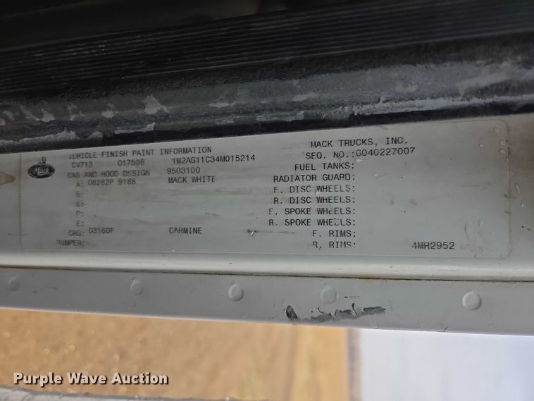 image for item EB1387 2004 Mack Granite CV713 ready mix truck