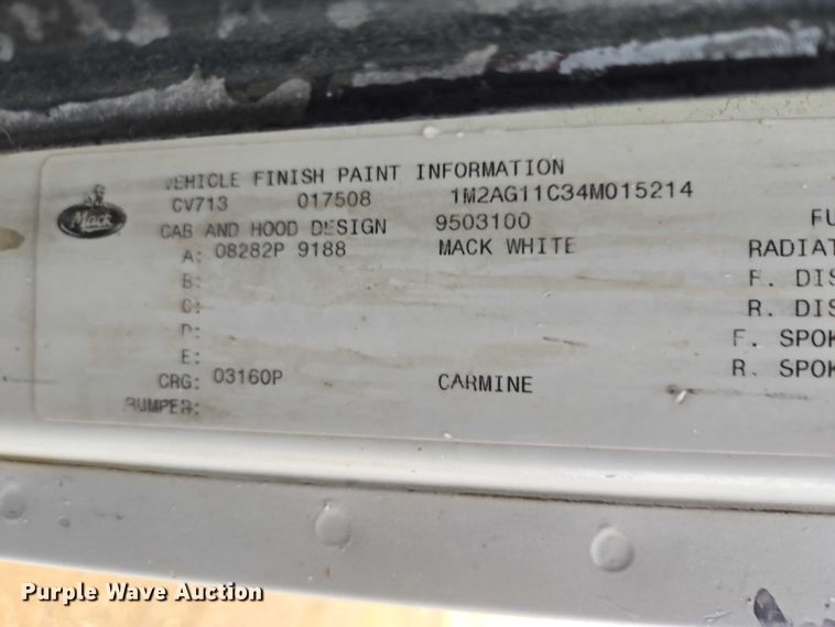 image for item EB1387 2004 Mack Granite CV713 ready mix truck