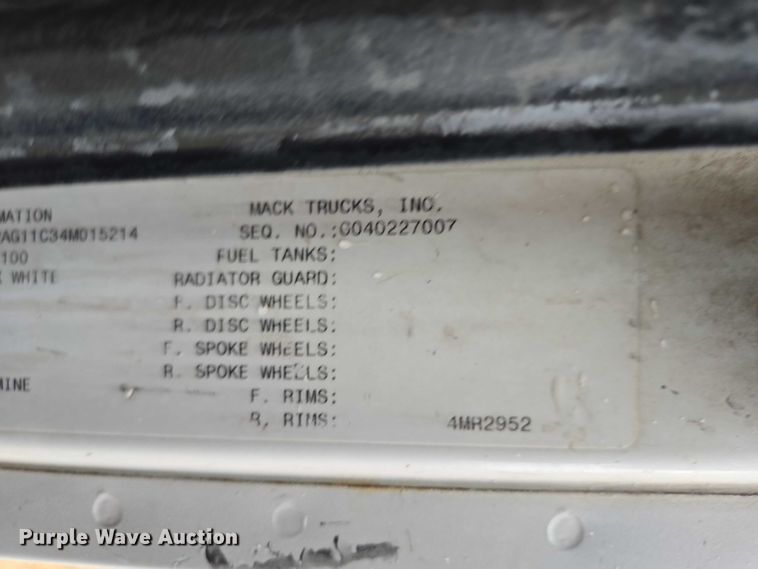 image for item EB1387 2004 Mack Granite CV713 ready mix truck