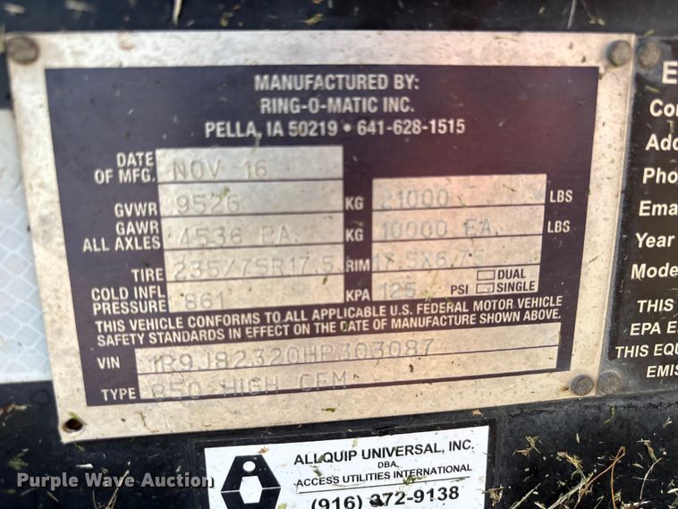 image for item EC8308 2017 Ring-O-Matic 850VH vacuum excavator