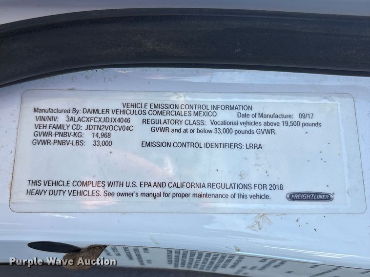 image for item EC8314 2018 Freightliner M2 forestry bucket truck