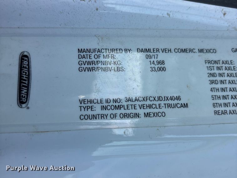 image for item EC8314 2018 Freightliner M2 forestry bucket truck