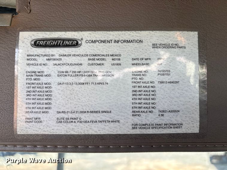 image for item EC8314 2018 Freightliner M2 forestry bucket truck