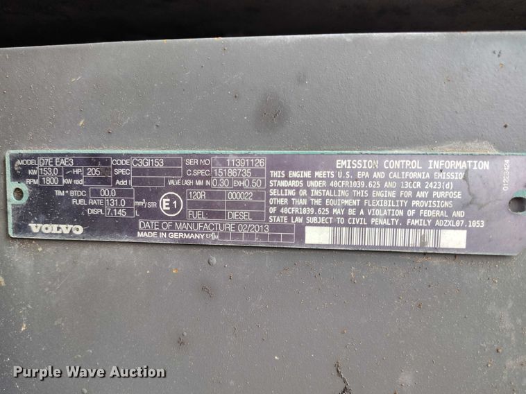 image for item EC8972 2013 Volvo ECR305CL excavator