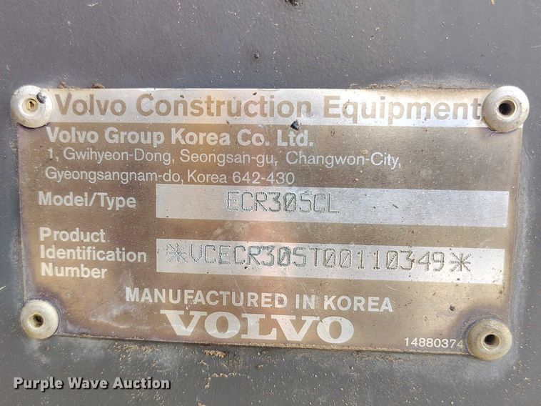 image for item EC8972 2013 Volvo ECR305CL excavator
