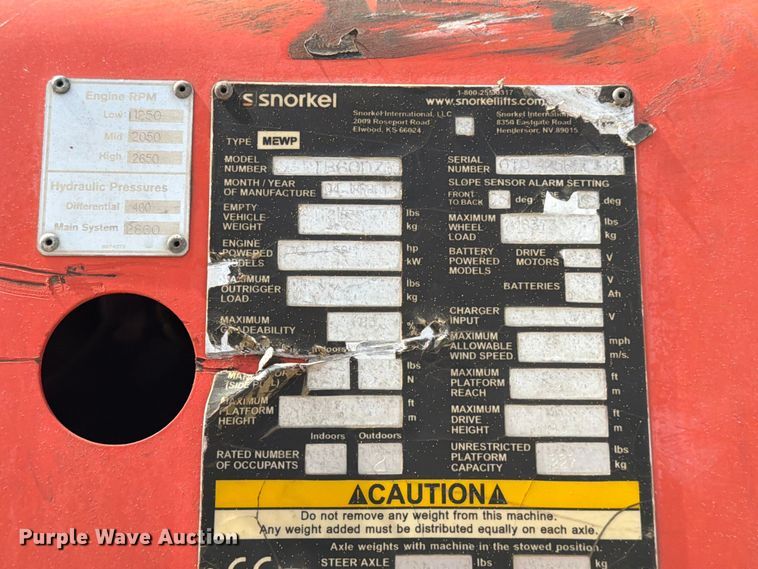 image for item ED5175 2018 Snorkel TB60DZ boom lift