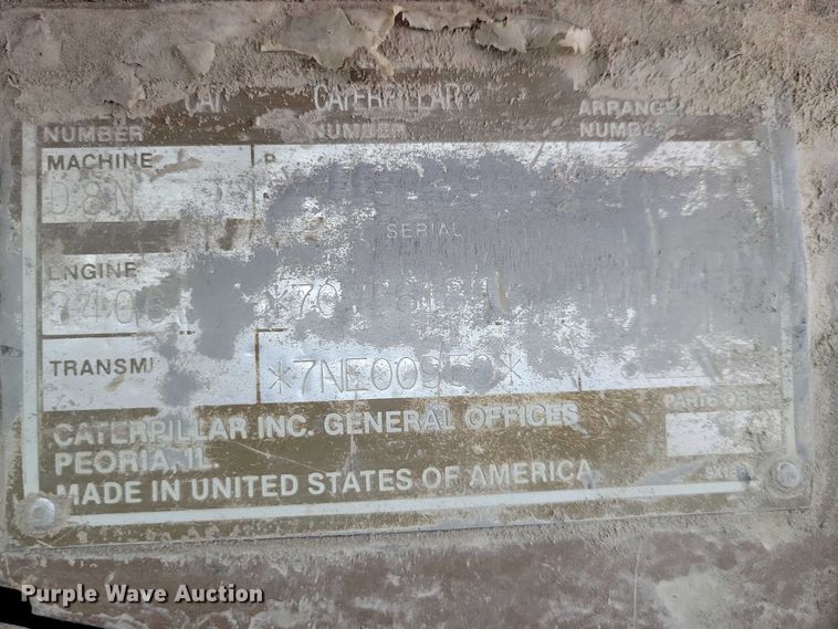 image for item EE0913 1991 Caterpillar D8N dozer