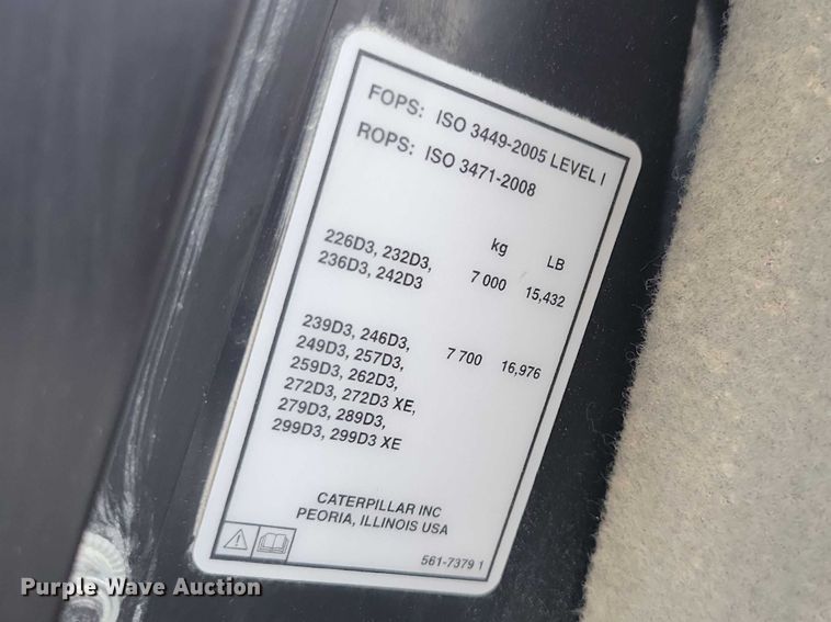 image for item EE0914 2020 Caterpillar 246D3 skid steer loader