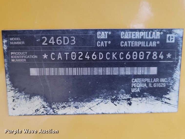 image for item EE0914 2020 Caterpillar 246D3 skid steer loader