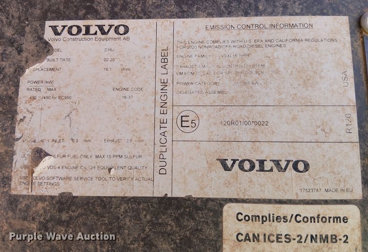 image for item EE5145 2021 Volvo EC950F excavator