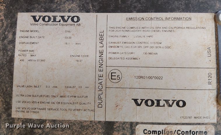 image for item EE5146 2021 Volvo EC950F excavator