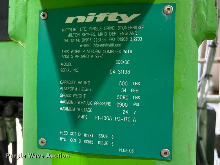 image for item EF1019 Nifty SD34TNifty boom lift