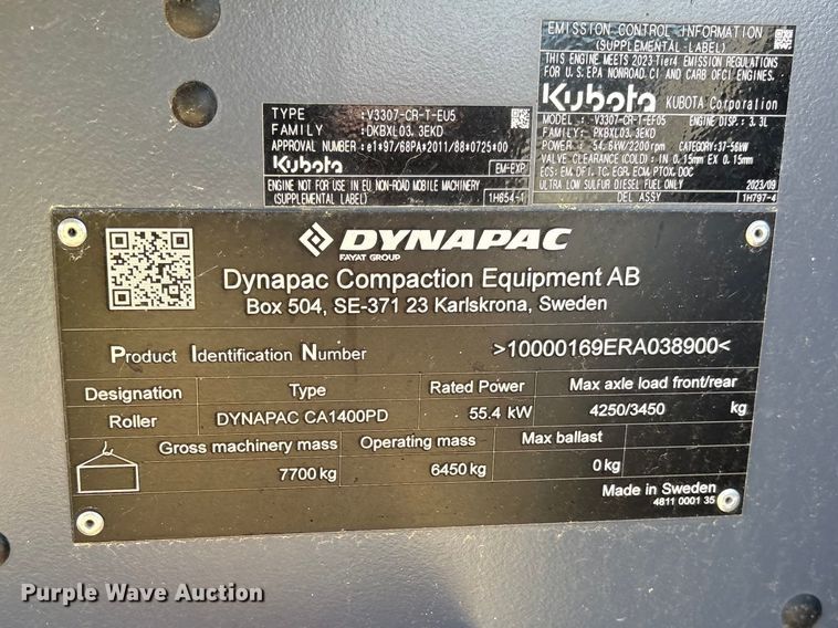 image for item EF1026 2024 Dynapac CA1400PD single drum vibratory roller