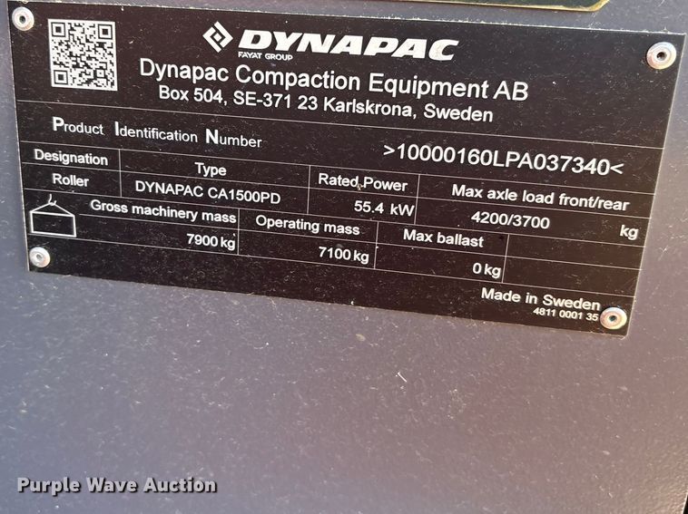 image for item EF1028 2023 Dynapac CA1500PD single drum vibratory roller