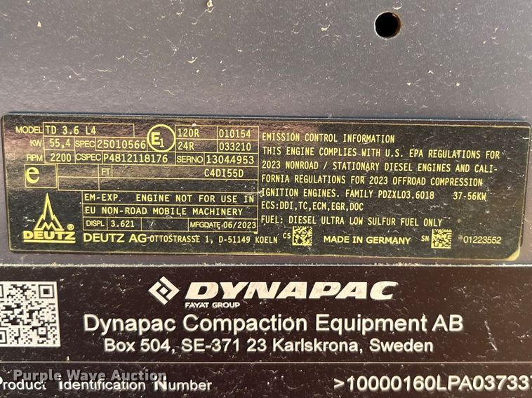 image for item EF1029 2023 Dynapac CA1500PD single drum vibratory roller