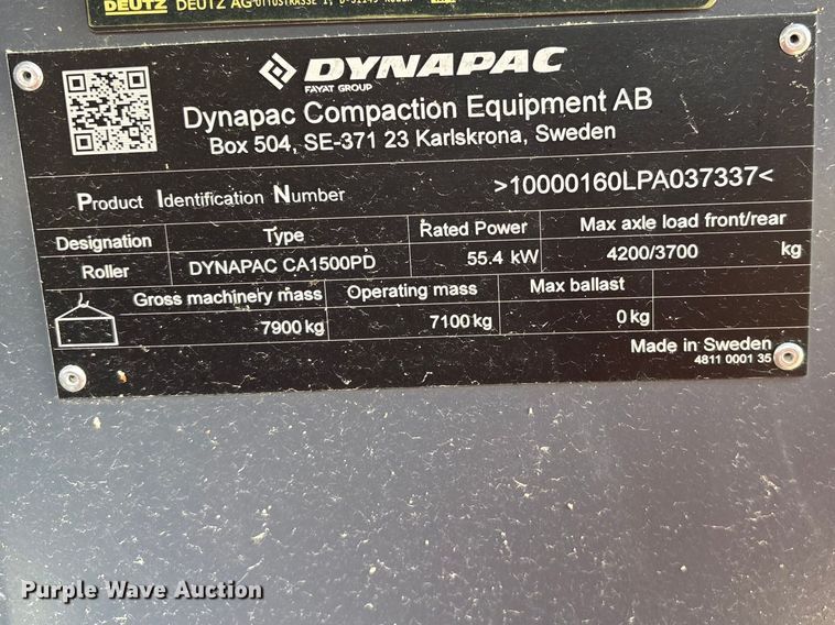 image for item EF1029 2023 Dynapac CA1500PD single drum vibratory roller