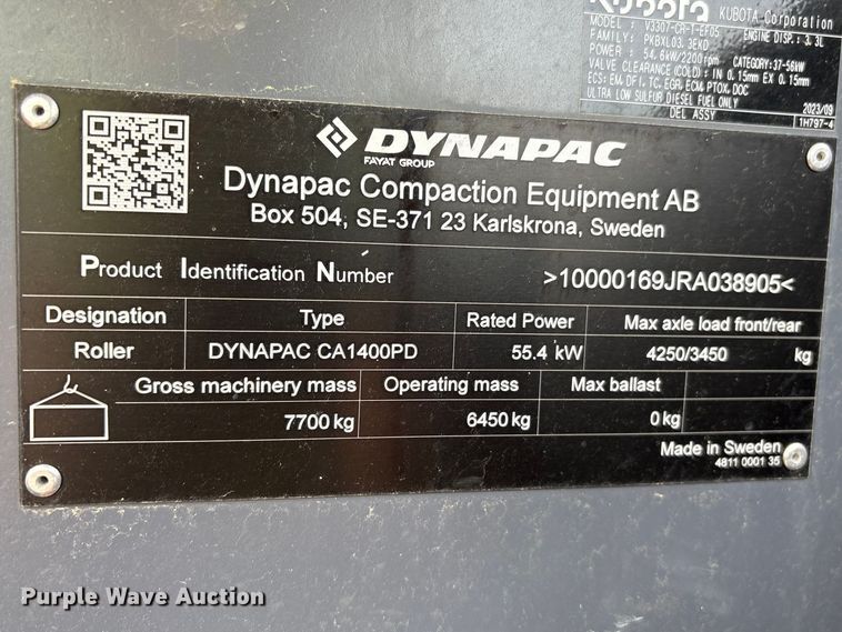 image for item EF1030 2024 Dynapac CA1400PD single drum vibratory roller