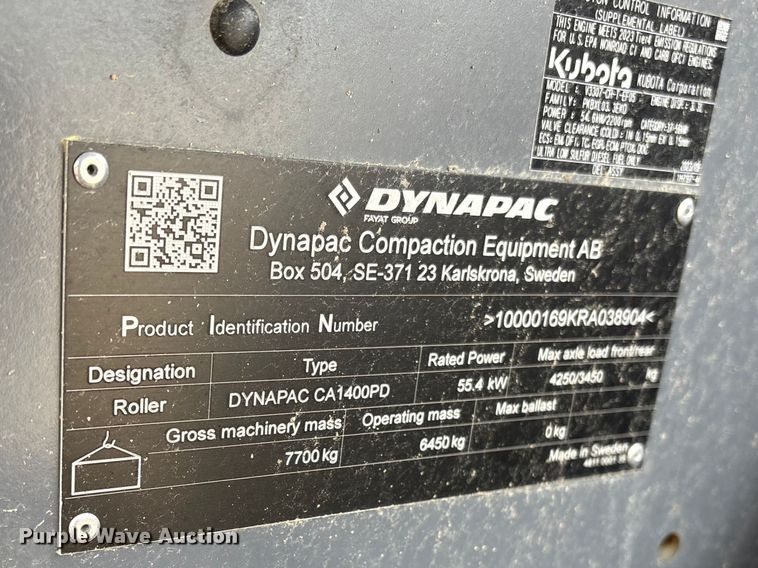 image for item EF1031 2024 Dynapac CA1400PD single drum vibratory roller