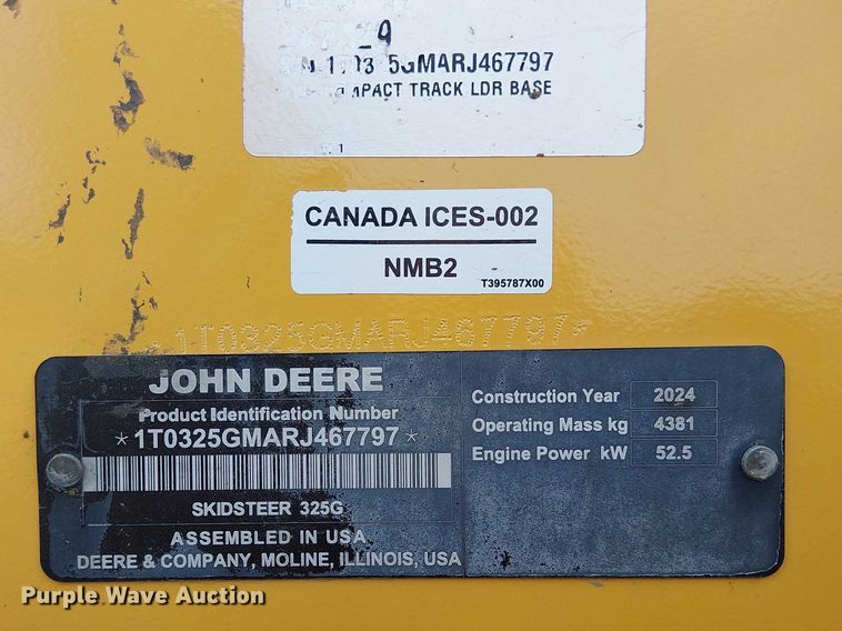 image for item EF1043 2024 John Deere 325G tracked skid steer loader