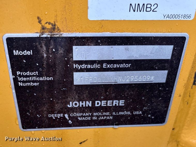 image for item EF1046 2022 John Deere 60G mini excavator