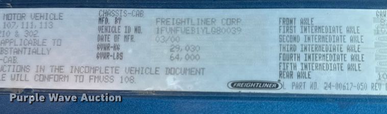 image for item EG2061 2000 Freightliner Classic dump truck