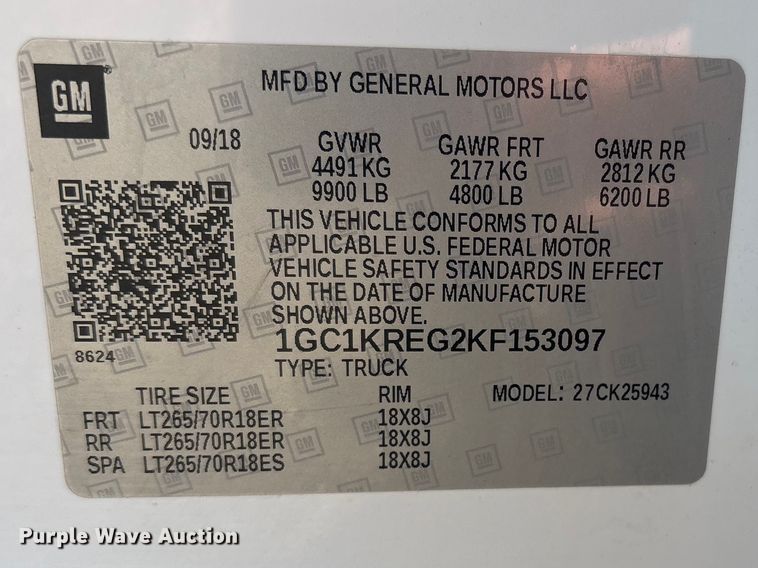 image for item EG8870 2019 Chevrolet Silverado 2500 HD Crew Cab Utility Pickup