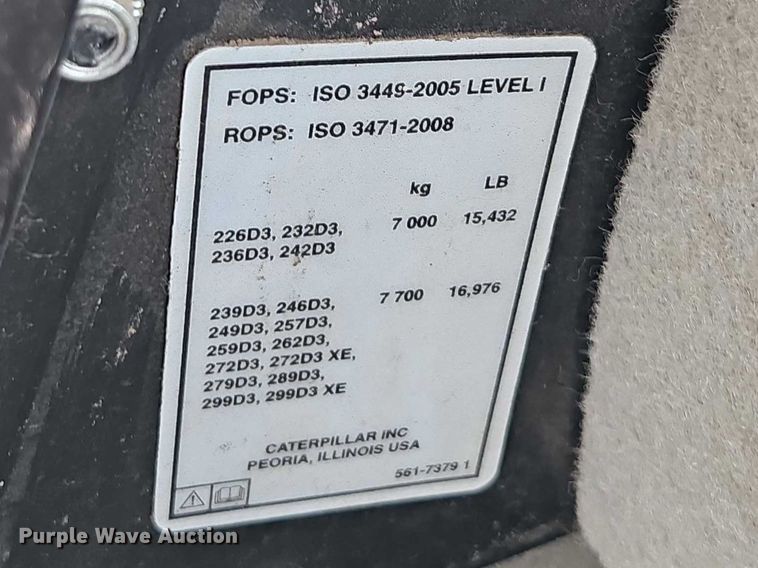 image for item EO7150 2021 Caterpillar 289D3 tracked skid steer loader