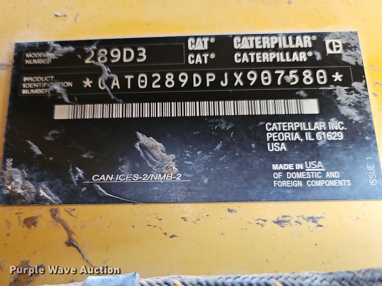 image for item EO7150 2021 Caterpillar 289D3 tracked skid steer loader