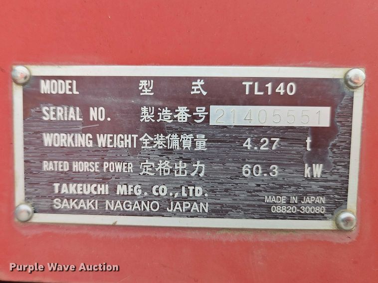 image for item EO7154 2007 Takeuchi TL140 tracked skid steer loader