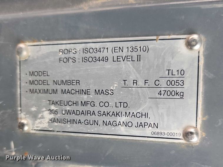 image for item EO7156 2012 Takeuchi TL10 tracked skid steer loader