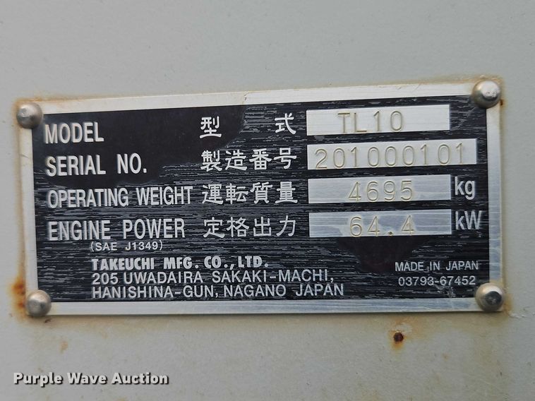 image for item EO7156 2012 Takeuchi TL10 tracked skid steer loader