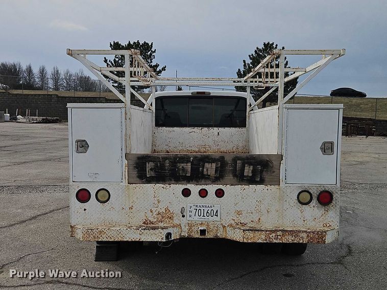 image for item EO7160 2002 Ford F350 Crew Cab utility bed pickup truck