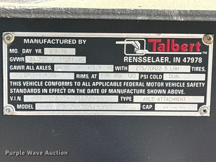 image for item ES8707 2007 Talbert T4DW60SA-HRG-1-T1 lowboy equipment trailer