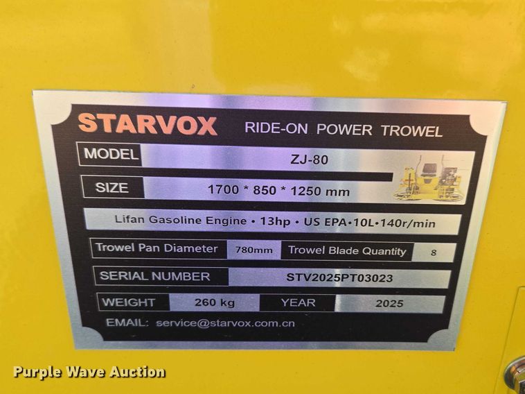 image for item ET1484 2025 Starvox ZJ-80 power trowel