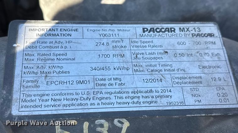 image for item ET1704 2015 Kenworth T880 semi truck