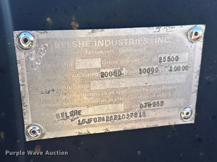 image for item ET1737 2002 Belshe DT2255 equipment trailer